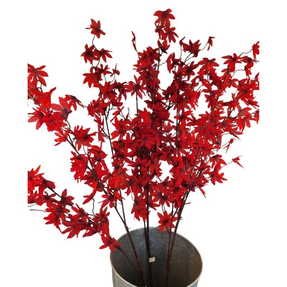 Artificial Red Maple Leaf Stems Fall Filler Floral Decor - Set Of 3 - Picture 3 of 14